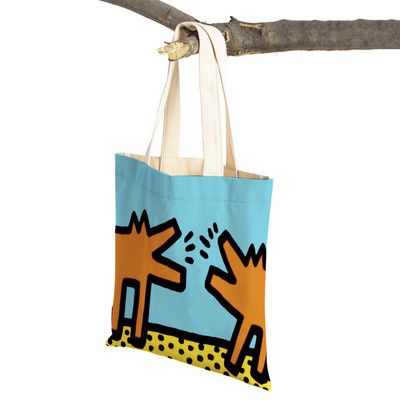 Šarena apstraktna umjetnička ženska torba za kupnju Višekratna modna dvostrana ispisna ležerna torbica od platna za studente