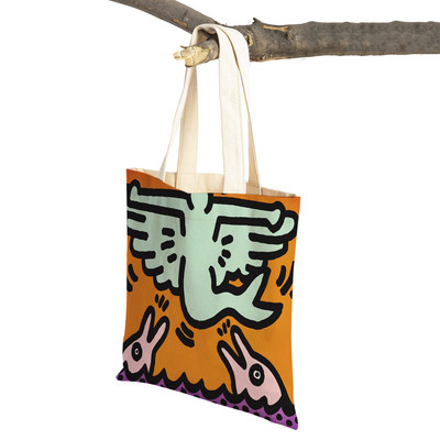 Šarena apstraktna umjetnička ženska torba za kupnju Višekratna modna dvostrana ispisna ležerna torbica od platna za studente