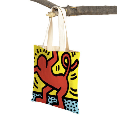 Šarena apstraktna umjetnička ženska torba za kupnju Višekratna modna dvostrana ispisna ležerna torbica od platna za studente