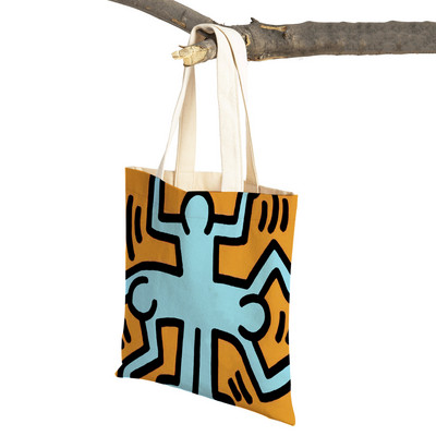 Šarena apstraktna umjetnička ženska torba za kupnju Višekratna modna dvostrana ispisna ležerna torbica od platna za studente