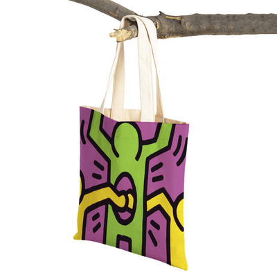 Šarena apstraktna umjetnička ženska torba za kupnju Višekratna modna dvostrana ispisna ležerna torbica od platna za studente