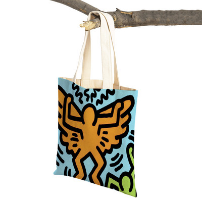 Šarena apstraktna umjetnička ženska torba za kupnju Višekratna modna dvostrana ispisna ležerna torbica od platna za studente