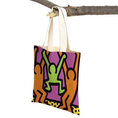 Šarena apstraktna umjetnička ženska torba za kupnju Višekratna modna dvostrana ispisna ležerna torbica od platna za studente