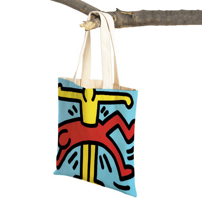 Šarena apstraktna umjetnička ženska torba za kupnju Višekratna modna dvostrana ispisna ležerna torbica od platna za studente