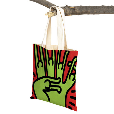 Šarena apstraktna umjetnička ženska torba za kupnju Višekratna modna dvostrana ispisna ležerna torbica od platna za studente