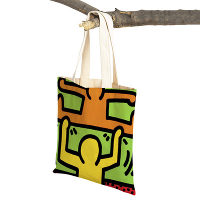 Šarena apstraktna umjetnička ženska torba za kupnju Višekratna modna dvostrana ispisna ležerna torbica od platna za studente