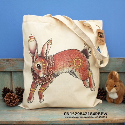 GEANT Funny Kawaii Rabbit Animals Geantă de cumpărături Imprimat Cool Women Shopper Geantă Alb Women Fashion Shopper Genți de umăr Geantă tote