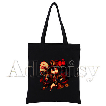 Genshin Impact Hu Tao Kawaii Game Γυναικεία τσάντα Shopper Canvas Tote Τσάντες ώμου με στάμπες μαύρες υφασμάτινες τσάντες φιλικές προς το περιβάλλον