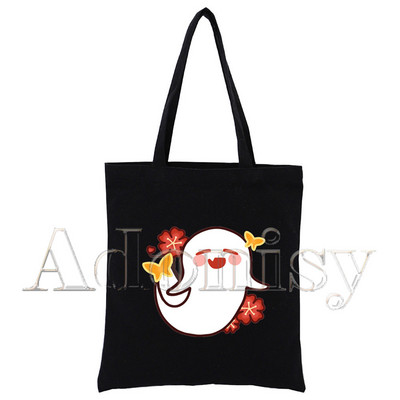 Genshin Impact Hu Tao Kawaii Game Ženska shopping torba Platnene torbe na rame s printom Ručne torbe od crne tkanine Ekološke