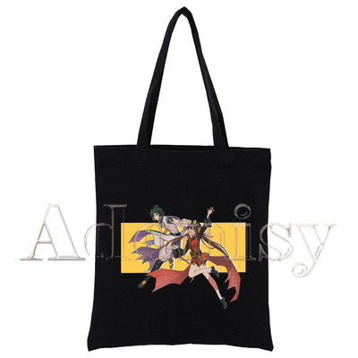 Genshin Impact Hu Tao Kawaii Game Ženska shopping torba Platnene torbe na rame s printom Ručne torbe od crne tkanine Ekološke
