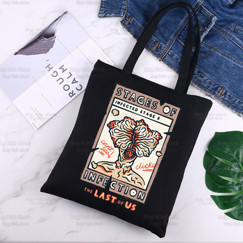 The Last of Us Joel Ellie Canvas Black Shopping Firefly Tote Bag Reusable Infected Stage 3 Shoulder Bag Fireflies Handbag