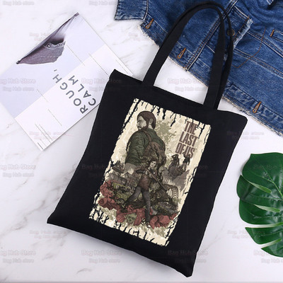 The Last of Us Joel Ellie Canvas fekete bevásárló Firefly tote bag Újrafelhasználható fertőzött Stage 3 válltáska Fireflies kézitáska
