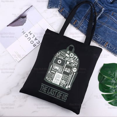 The Last of Us Joel Ellie Canvas Black Shopping Firefly Tote Bag Reusable Infected Stage 3 Shoulder Bag Fireflies Handbag