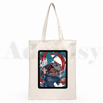 Japāņu anime Kimetsu No Yaiba Demon Slayer Grafiskā karikatūra Drukāt Iepirkumu somas Meitenes Mode Ikdienas iepakojums Rokassoma