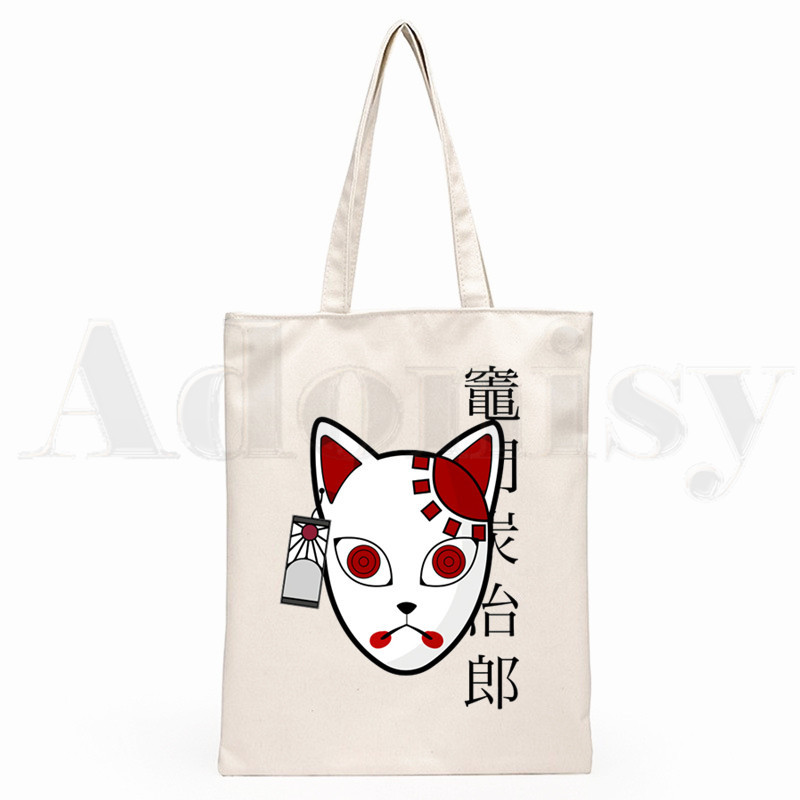 Japāņu anime Kimetsu No Yaiba Demon Slayer Grafiskā karikatūra Drukāt Iepirkumu somas Meitenes Mode Ikdienas iepakojums Rokassoma