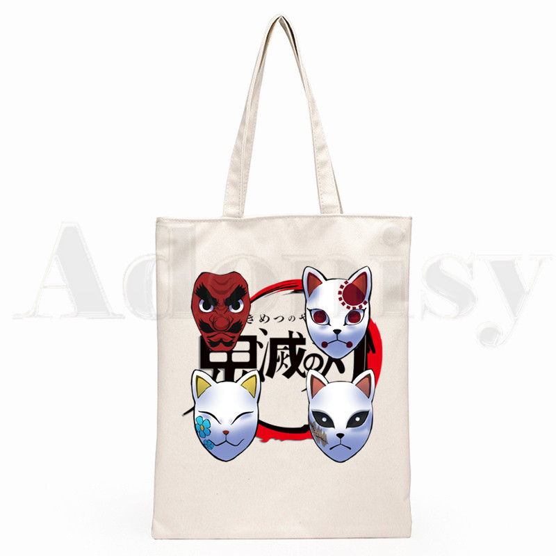 Japāņu anime Kimetsu No Yaiba Demon Slayer Grafiskā karikatūra Drukāt Iepirkumu somas Meitenes Mode Ikdienas iepakojums Rokassoma