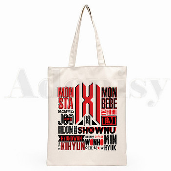 Kpop Monsta X K-pop Drop Shipping Graphic Cartoon Print Τσάντες αγορών Μόδα για κορίτσια Casual Pacakge Τσάντα χειρός