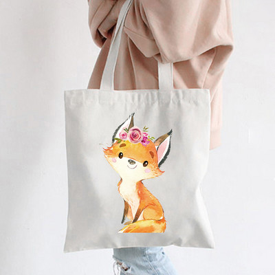 Hip hop platnene torbe Lady much Love Fox Harajuku Gothic Style Totes Bags Vintage Ženska torba za kupovinu Ručna torba