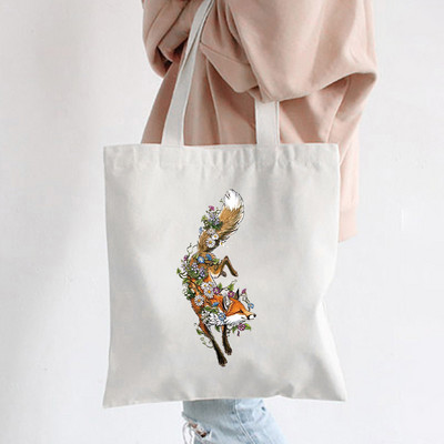 Hip hop platnene torbe Lady much Love Fox Harajuku Gothic Style Totes Bags Vintage Ženska torba za kupovinu Ručna torba