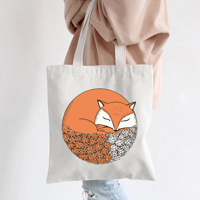 Hip hop platnene torbe Lady much Love Fox Harajuku Gothic Style Totes Bags Vintage Ženska torba za kupovinu Ručna torba