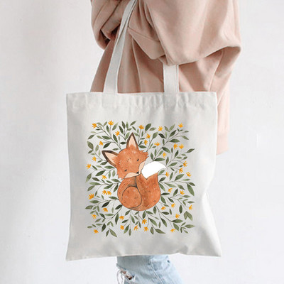 Hip hop platnene torbe Lady much Love Fox Harajuku Gothic Style Totes Bags Vintage Ženska torba za kupovinu Ručna torba