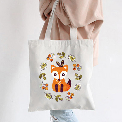 Hip hop platnene torbe Lady much Love Fox Harajuku Gothic Style Totes Bags Vintage Ženska torba za kupovinu Ručna torba