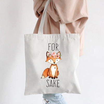Hip hop platnene torbe Lady much Love Fox Harajuku Gothic Style Totes Bags Vintage Ženska torba za kupovinu Ručna torba