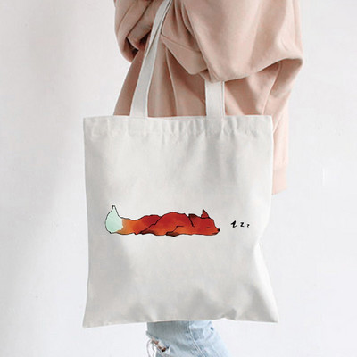 Hip hop platnene torbe Lady much Love Fox Harajuku Gothic Style Totes Bags Vintage Ženska torba za kupovinu Ručna torba