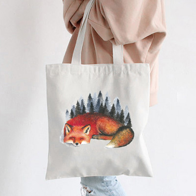 Hip hop platnene torbe Lady much Love Fox Harajuku Gothic Style Totes Bags Vintage Ženska torba za kupovinu Ručna torba