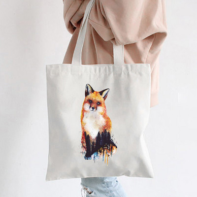 Hip hop platnene torbe Lady much Love Fox Harajuku Gothic Style Totes Bags Vintage Ženska torba za kupovinu Ručna torba