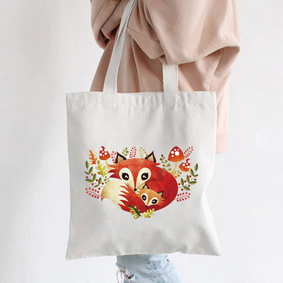 Hip hop platnene torbe Lady much Love Fox Harajuku Gothic Style Totes Bags Vintage Ženska torba za kupovinu Ručna torba
