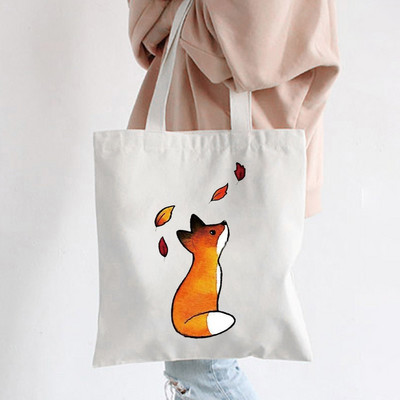 Hip hop platnene torbe Lady much Love Fox Harajuku Gothic Style Totes Bags Vintage Ženska torba za kupovinu Ručna torba