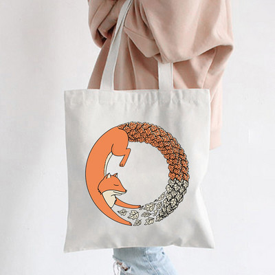 Hip hop platnene torbe Lady much Love Fox Harajuku Gothic Style Totes Bags Vintage Ženska torba za kupovinu Ručna torba