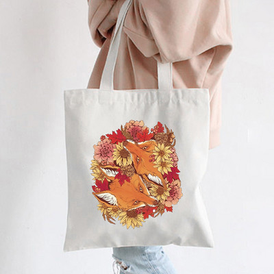 Hip hop platnene torbe Lady much Love Fox Harajuku Gothic Style Totes Bags Vintage Ženska torba za kupovinu Ručna torba