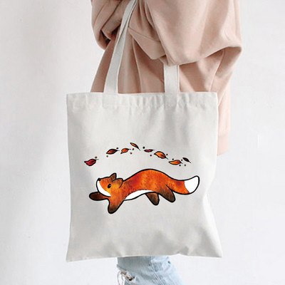 Hip hop platnene torbe Lady much Love Fox Harajuku Gothic Style Totes Bags Vintage Ženska torba za kupovinu Ručna torba