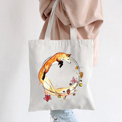 Hip hop platnene torbe Lady much Love Fox Harajuku Gothic Style Totes Bags Vintage Ženska torba za kupovinu Ručna torba