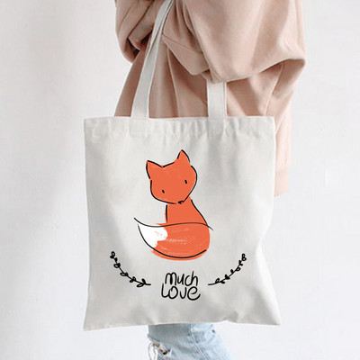Hip hop platnene torbe Lady much Love Fox Harajuku Gothic Style Totes Bags Vintage Ženska torba za kupovinu Ručna torba