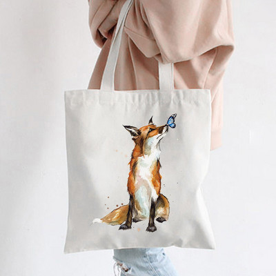 Hip hop platnene torbe Lady much Love Fox Harajuku Gothic Style Totes Bags Vintage Ženska torba za kupovinu Ručna torba