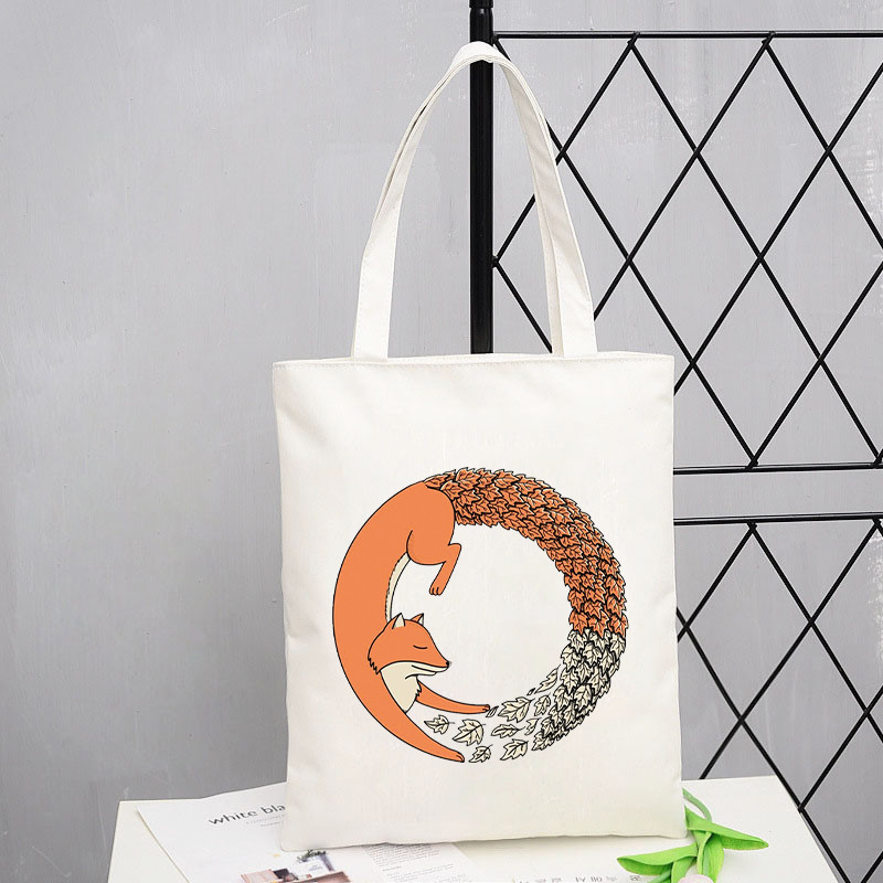 Hip hop platnene torbe Lady much Love Fox Harajuku Gothic Style Totes Bags Vintage Ženska torba za kupovinu Ručna torba