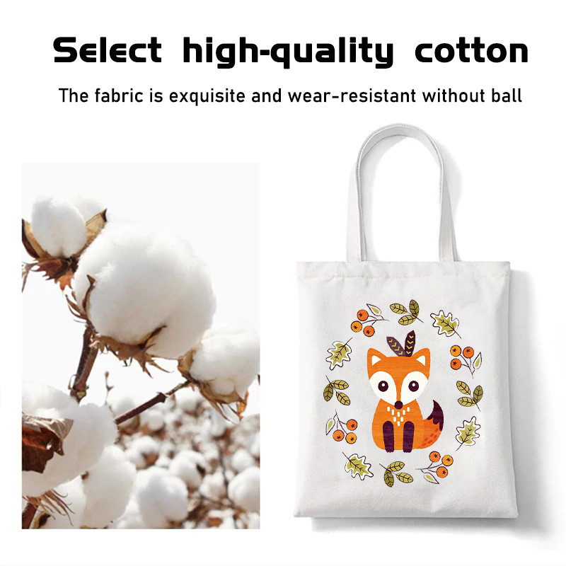 Hip hop platnene torbe Lady much Love Fox Harajuku Gothic Style Totes Bags Vintage Ženska torba za kupovinu Ručna torba