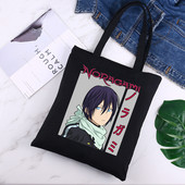 Japāņu anime Noragami Kawaii Stray God YATO Black Canvas Print Iepirkumu somas Meiteņu modes Dzīve Ikdienas iepakojums Rokassoma