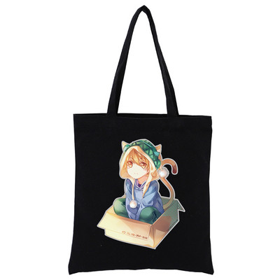 Japāņu anime Noragami Kawaii Stray God YATO Black Canvas Print Iepirkumu somas Meiteņu modes Dzīve Ikdienas iepakojums Rokassoma