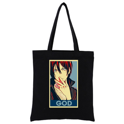 Japāņu anime Noragami Kawaii Stray God YATO Black Canvas Print Iepirkumu somas Meiteņu modes Dzīve Ikdienas iepakojums Rokassoma
