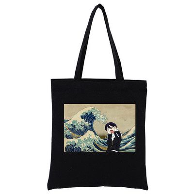 Japāņu anime Noragami Kawaii Stray God YATO Black Canvas Print Iepirkumu somas Meiteņu modes Dzīve Ikdienas iepakojums Rokassoma