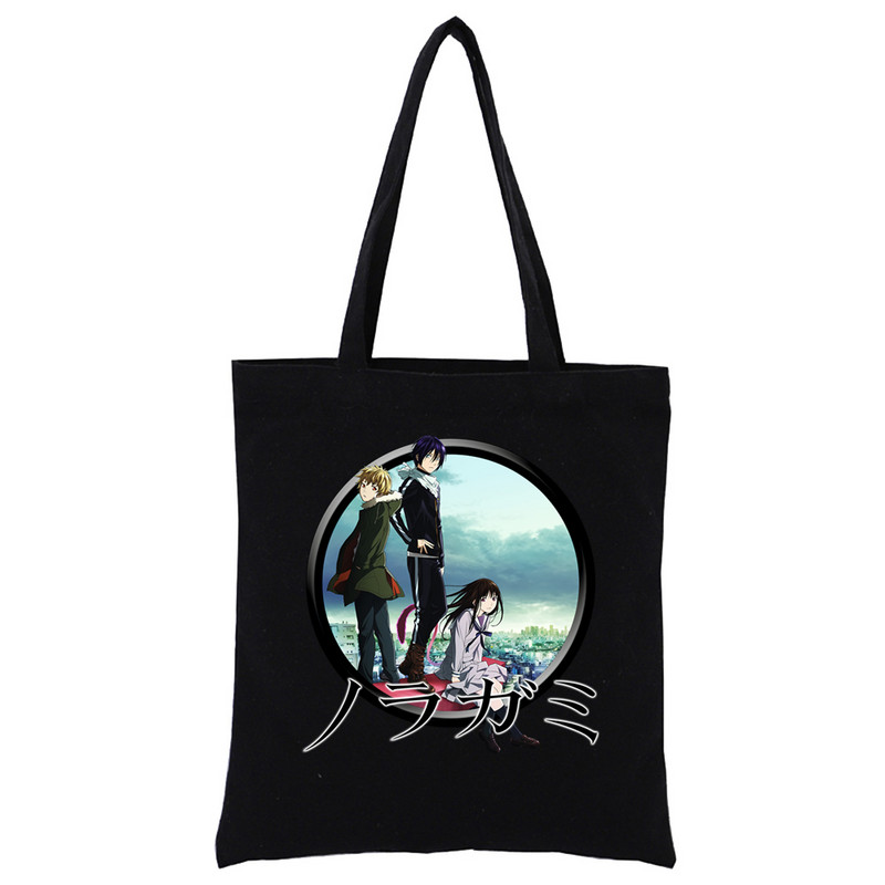 Japāņu anime Noragami Kawaii Stray God YATO Black Canvas Print Iepirkumu somas Meiteņu modes Dzīve Ikdienas iepakojums Rokassoma