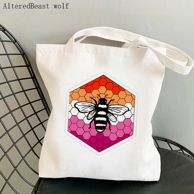 Sieviešu pircēju soma Pride Bee Hive ilustrācijas soma Harajuku iepirkšanās audekls Shopper Bag meitenes rokassomiņa plecu sieviešu soma