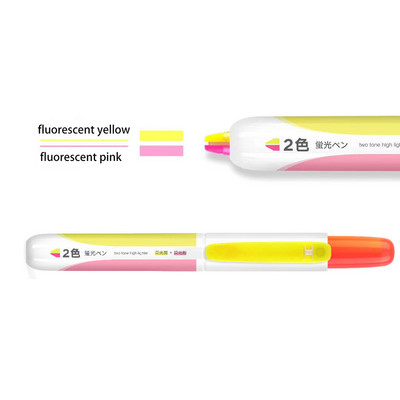 1 PC izcelšanas pildspalva 2 krāsu 1 fluorescējošie marķieri. Uzpildāmi izvelkami marķieri marķēšanai.
