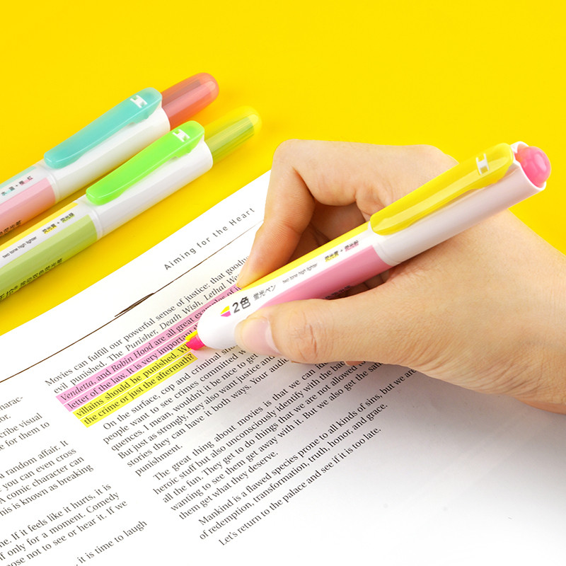 1 PC izcelšanas pildspalva 2 krāsu 1 fluorescējošie marķieri. Uzpildāmi izvelkami marķieri marķēšanai.