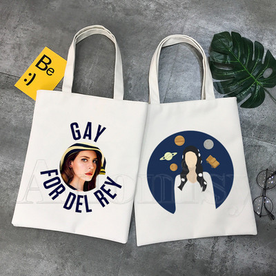 Lana Del Rey Αστεία τσάντα αγορών Γραφική Tote Harajuku Γυναικεία πάνινη τσάντα ώμου Γυναικεία Ulzzang Eco μεγάλης χωρητικότητας