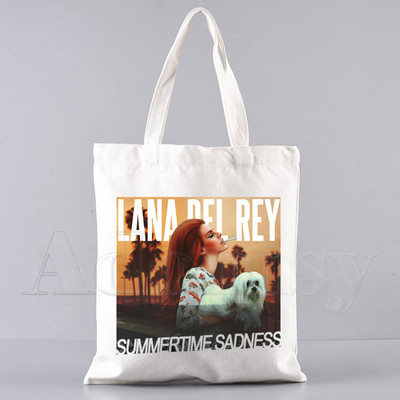 Lana Del Rey Funny Shopping Bag Graphic Tote Harajuku Ženska platnena torba na rame Ženska Ulzzang Eco Large-Capacity